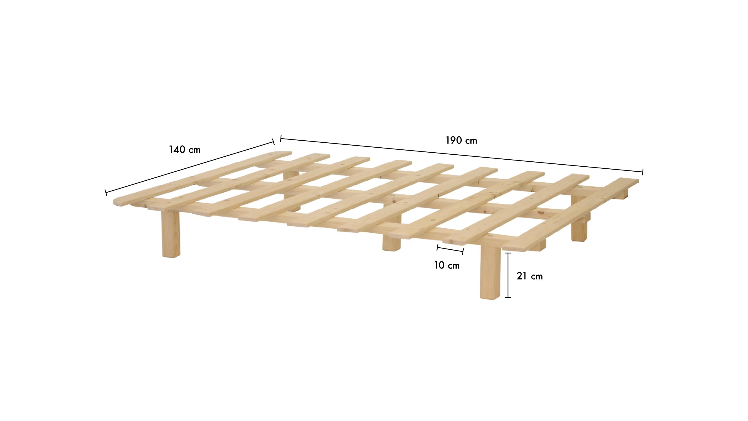 בסיס מיטה ללא מסגרת עץ אורן בסיס מיטה זוגי ללא מסגרת – תמונה 1