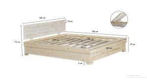 בסיס מיטה מעץ עם ארגז מצעים דגם "אורן"