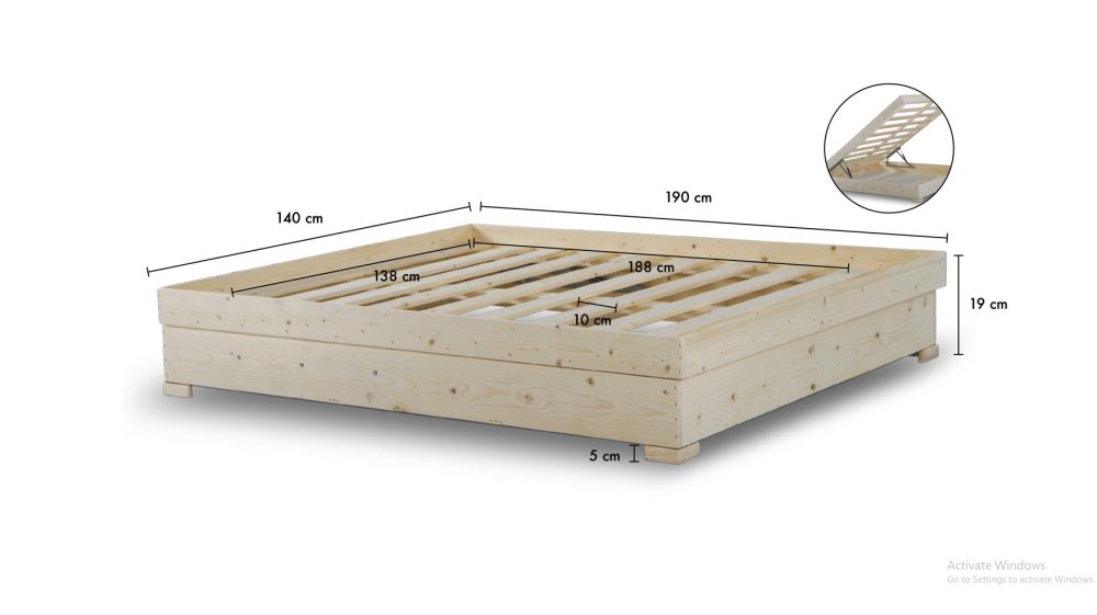 ⁦בסיס מיטה מעץ עם ארגז מצעים דגם "אורן"⁩ – תמונה ⁦2⁩