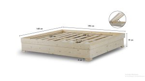 ⁦בסיס מיטה מעץ עם ארגז מצעים דגם "אורן"⁩ – תמונה ⁦2⁩